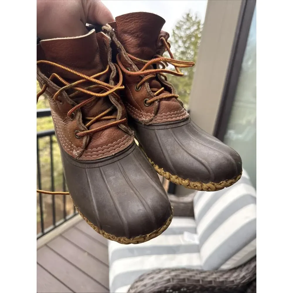 Bean Boots LL Bean Waterproof Duck Boots Womens Size 8 Made in USA Brown DM